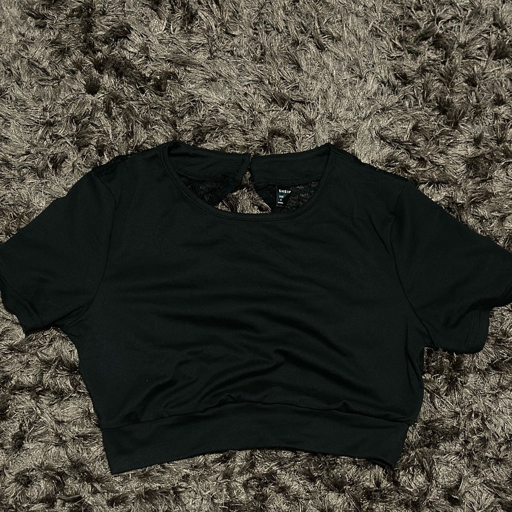 SHEIN Black Cutout Crop Top